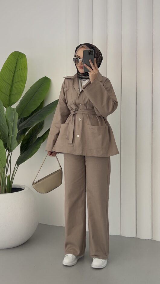 Chino Gabardin Premium İkili Takım – Taş
